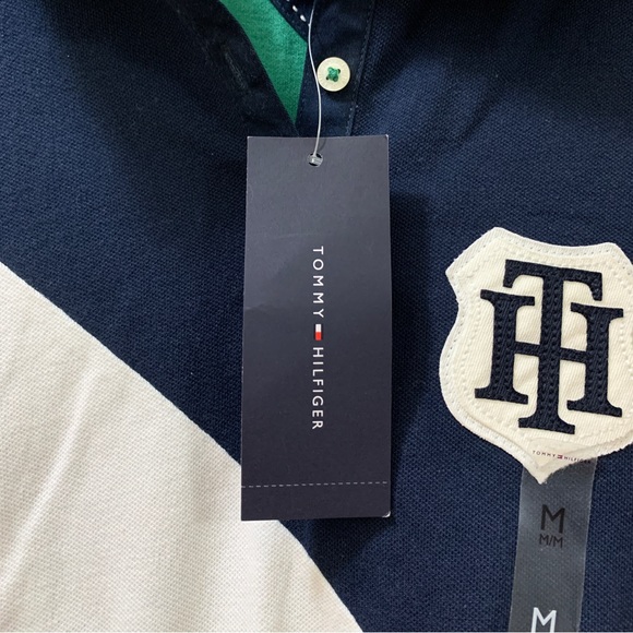 Tommy Hilfiger ‘TH’ Polo T-Shirt - Navy/Green/White - Picture 5 of 7